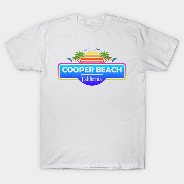 Cooper Beach California, Tropical Palm Trees Sunset - Summer T-Shirt by Jahmar Anderson